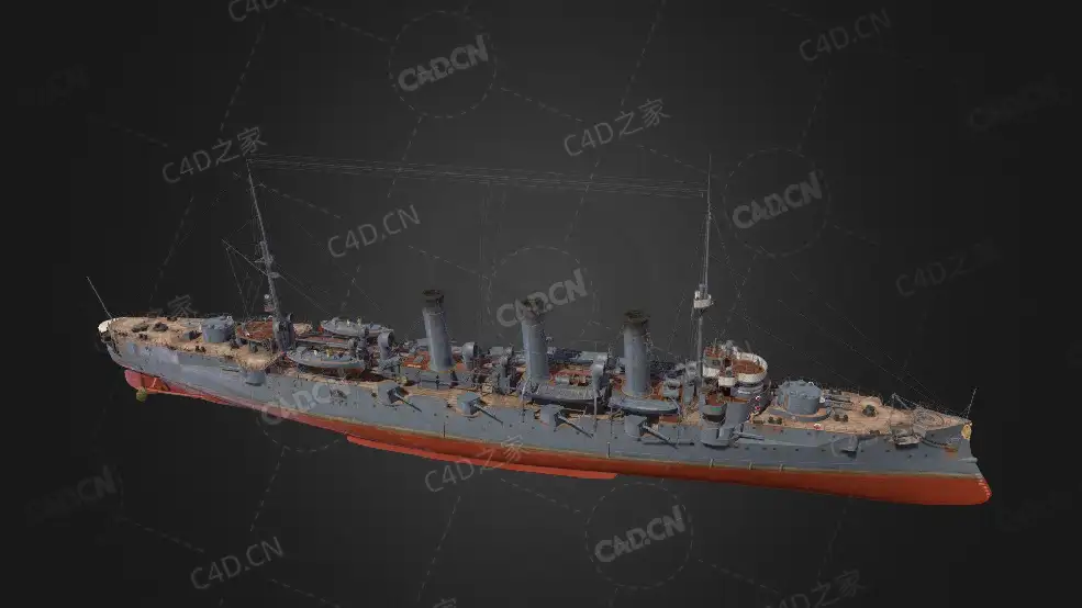 沙皇俄国海军博加特里级防护巡洋舰C4D模型下载Bogatyr 3d model - C4D之家 - 53.jpg