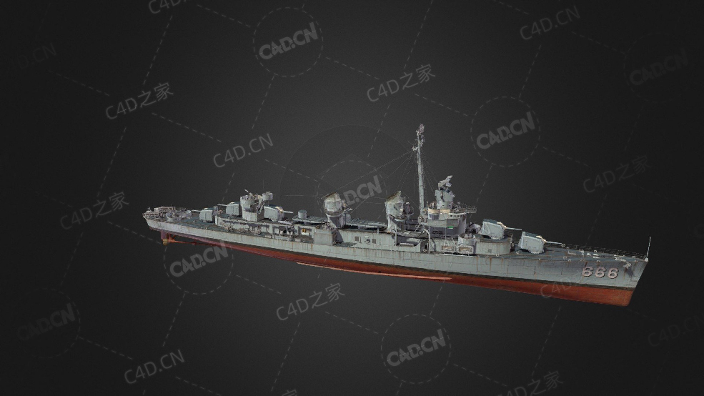 美国海军伍斯特级轻巡洋舰C4D模型下载Black Worcester 3d model - C4D之家 - 50.jpg