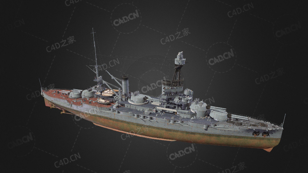 法国海军布列塔尼级战列舰C4D模型下载Bretagne 3d model - C4D之家 - 57.jpg