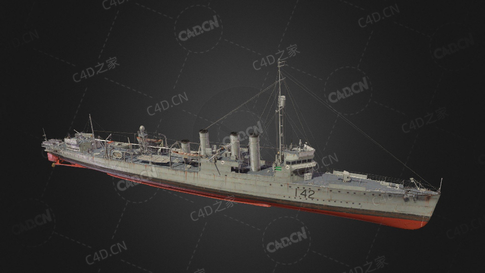 英国皇家海军坎贝尔敦号驱逐舰C4D模型下载Campbeltown 3d model - C4D之家 - 64.jpg