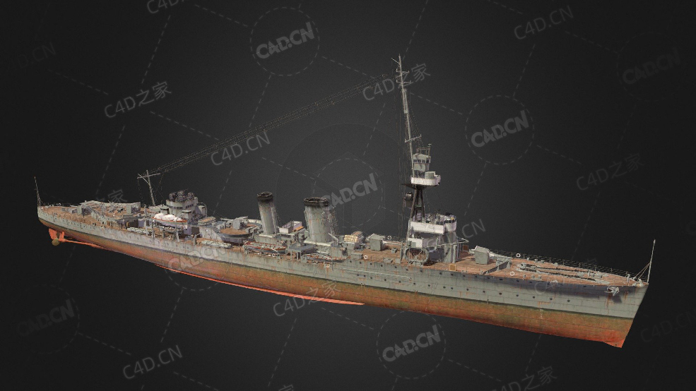 英国皇家海军卡里登级轻巡洋舰C4D模型下载Caledon 3d model - C4D之家 - 62.jpg