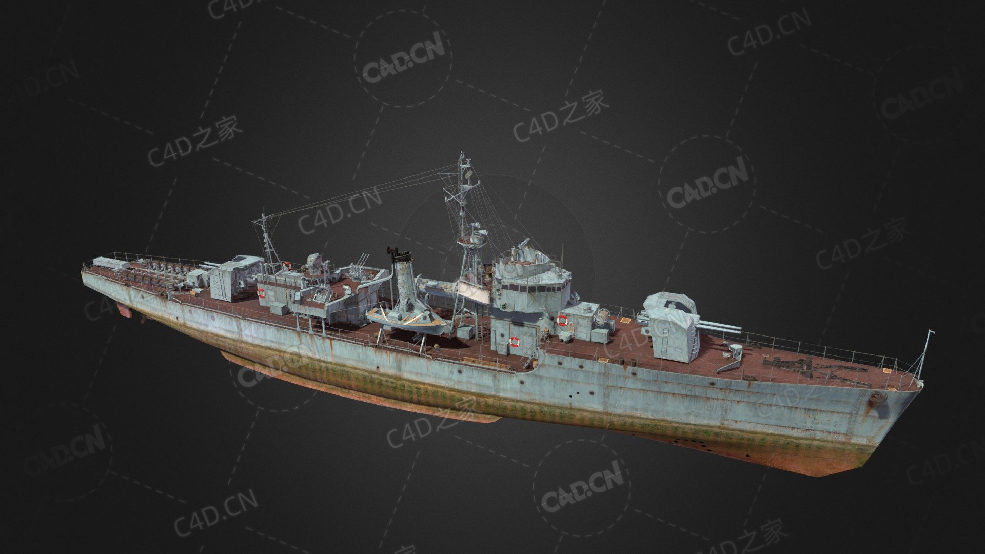 日本民国海军成安号驱逐舰巡洋舰小型巡逻船C4D模型下载Chengan 3d model - C4D之家 - 69.jpg