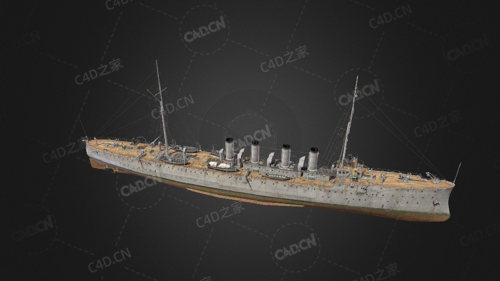 美国海军切斯特级侦察巡洋舰切斯特号轻巡洋舰C4D模型下载Chester 3d model - C4D之家 - 70.jpg