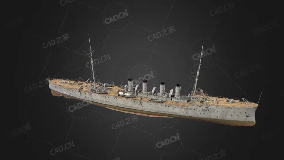 美国海军切斯特级侦察巡洋舰切斯特号轻巡洋舰C4D模型下载Chester 3d model - C4D之家 - 70.jpg