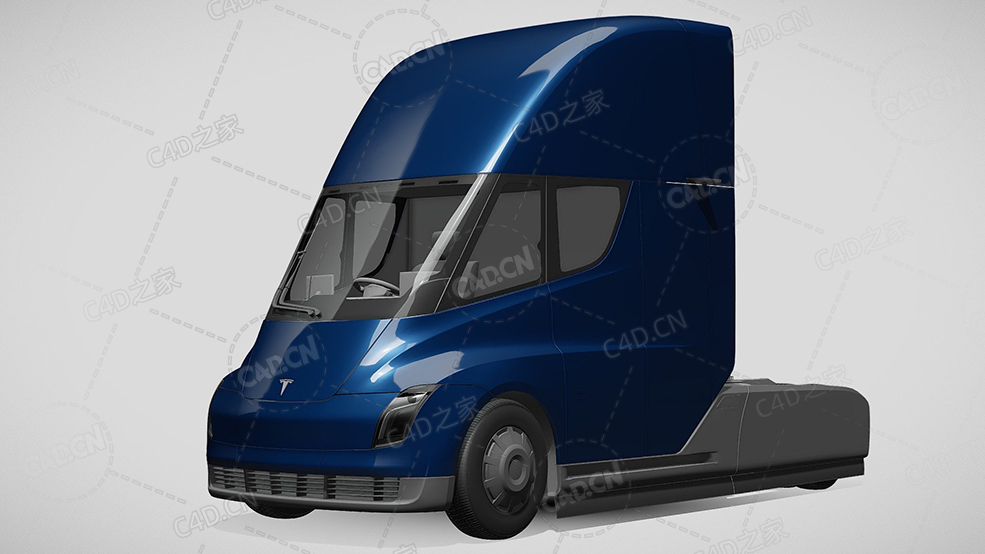特斯拉半挂卡车2018款C4D汽车模型下载