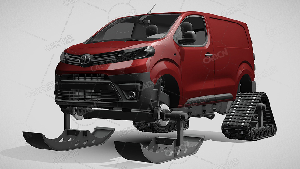 丰田proace履带式滑雪汽车2018款C4D汽车模型下载