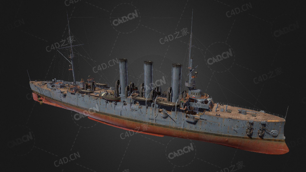 美国海军伍斯特轻型巡洋舰10级巡洋舰C4D模型下载Diana Worcester 3d model - C4D之家 - 86.jpg