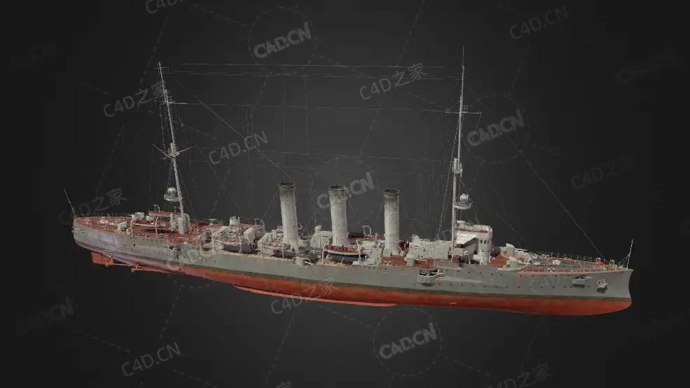德国海军德累斯顿号轻型巡洋舰D系2级巡洋舰C4D模型下载Dresden 3d model - C4D之家 - 89.jpg