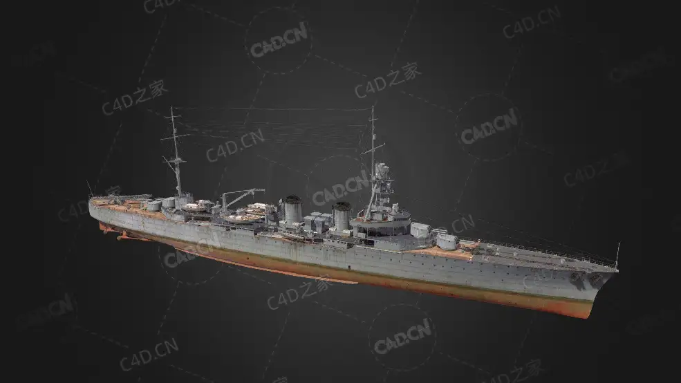 法国海军迪盖特鲁安级轻巡洋舰首舰迪盖特鲁安号巡洋舰C4D模型下载Duguay Trouin 3d mo - C4D之家 - 92.jpg