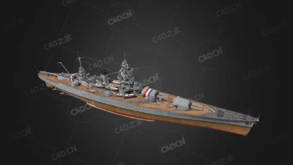 法国海军敦刻尔克级战列舰C4D模型下载Dunkerque 3d model - C4D之家 - 94.jpg