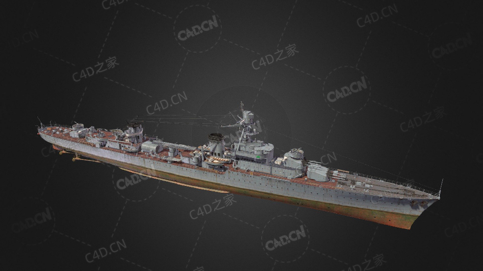 法国海军埃米尔贝尔汀号轻巡洋舰C4D模型下载Emile Bertin 3d model - C4D之家 - 99.jpg