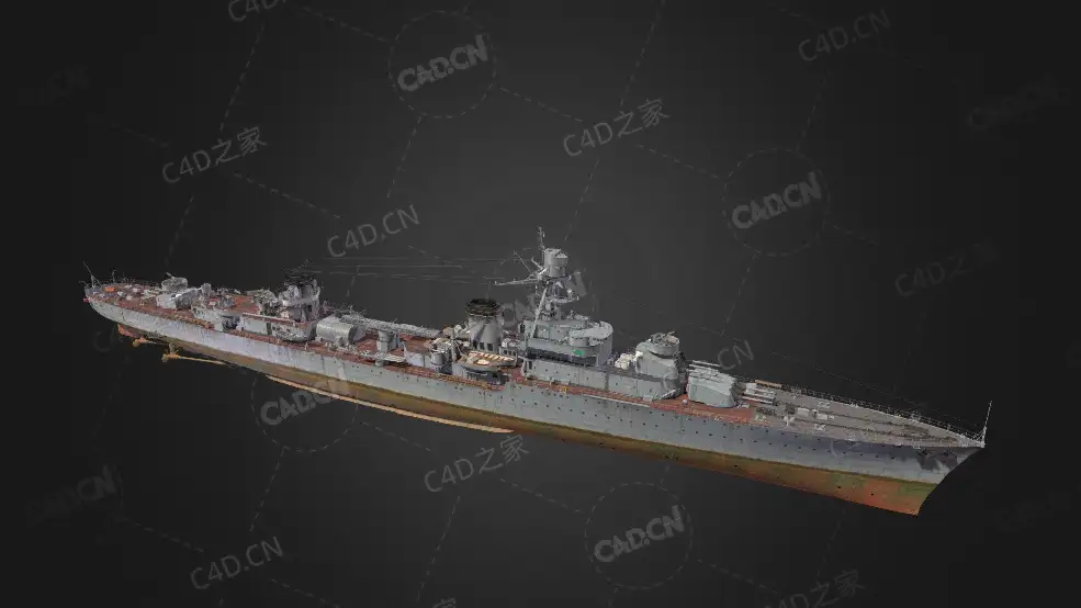法国海军埃米尔贝尔汀号轻巡洋舰C4D模型下载Emile Bertin 3d model - C4D之家 - 99.jpg