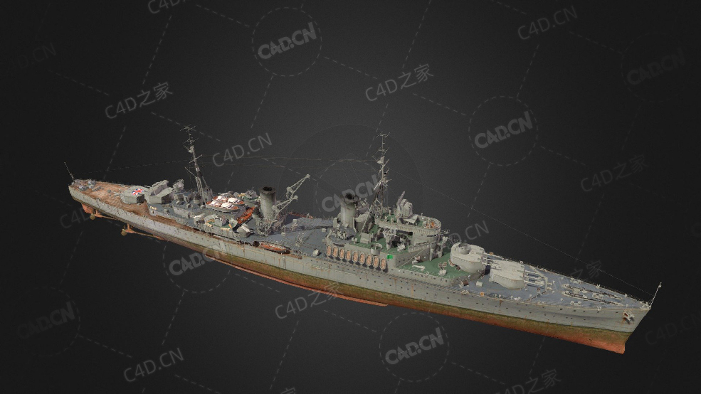 英国皇家海军斐济级轻巡洋舰直辖殖民地级军舰C4D模型下载Fiji 3d model - C4D之家 - 108.jpg