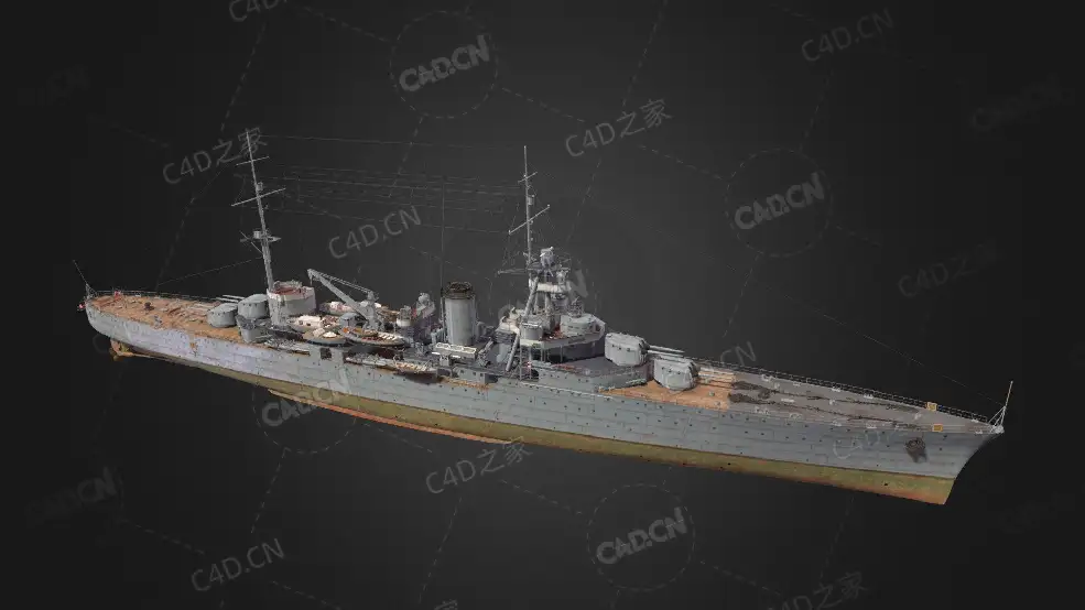 法国海军舰队弗里昂驱逐舰测试船C4D模型下载Friant 3d model - C4D之家 - 112.jpg