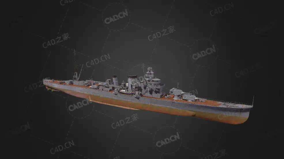 日本帝国海军古鹰号巡洋舰C4D模型下载Furutaka 3d model - C4D之家 - 117.jpg