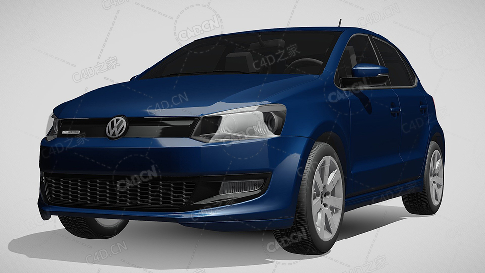 大众polo-bluemotion家用汽车轿车2010-2013款C4D汽车模型下载