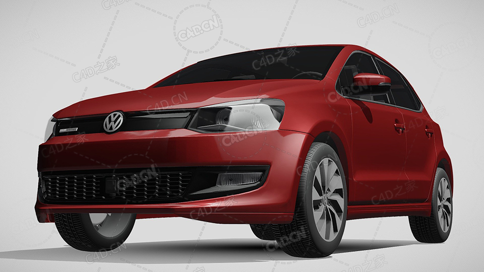 大众polo-bluemotion家用汽车轿车2010-2013款C4D汽车模型下载
