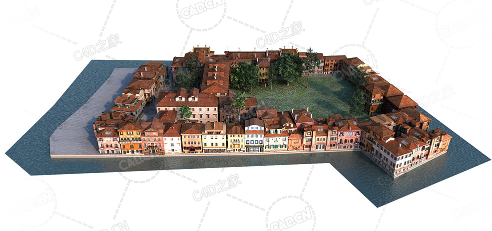 瓦房红砖房英国工业风格建筑城区建筑city c4d model