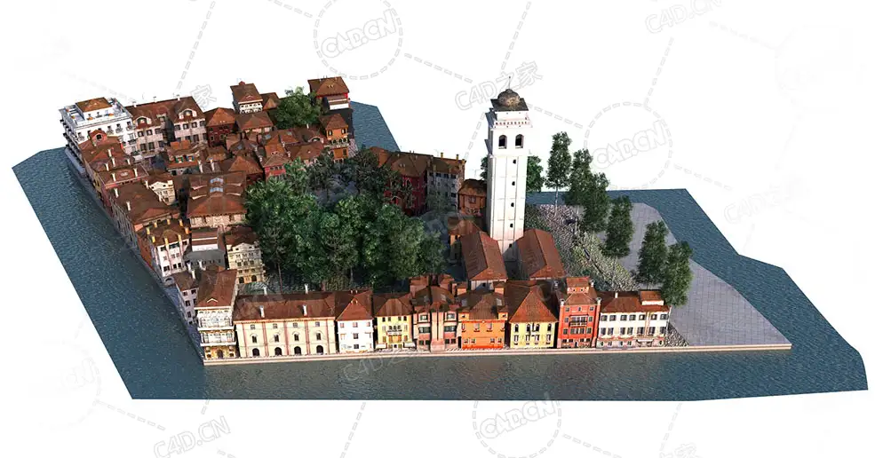 钟楼居民区建筑沿海建筑群city c4d model - C4D之家 - 6.jpg