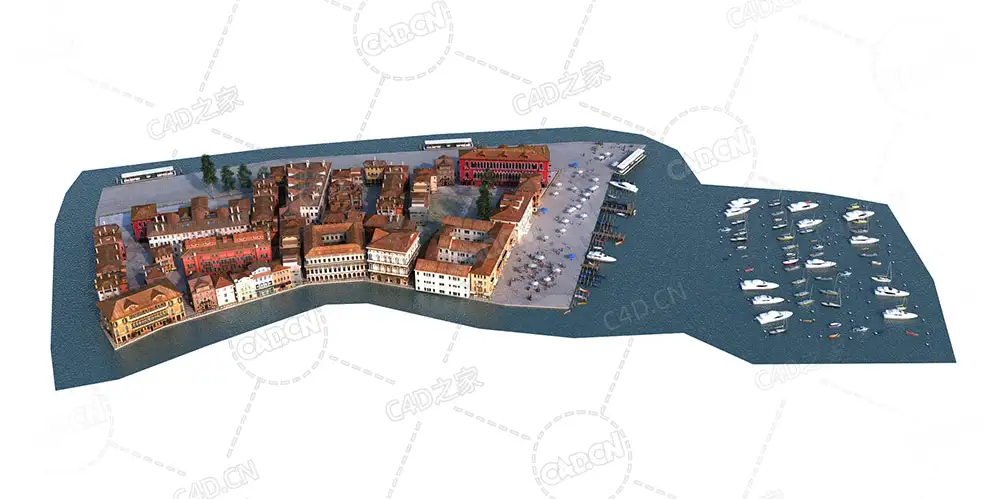 旅游城市欧美沿海城市房子city c4d model - C4D之家 - 8.jpg