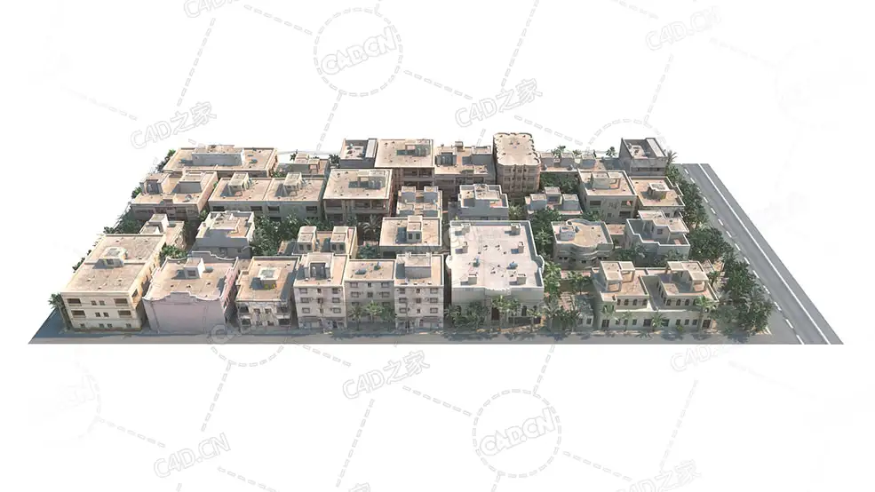 国外小区鸟瞰房子building c4d model