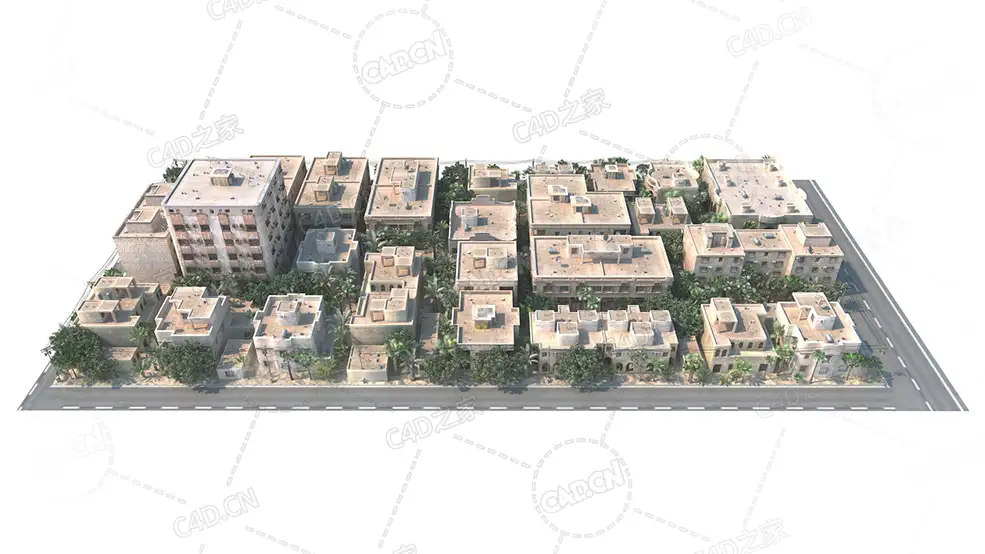 海滩建筑群小区居民楼building c4d model