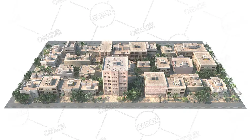 热带雨林区居民楼建筑building c4d model