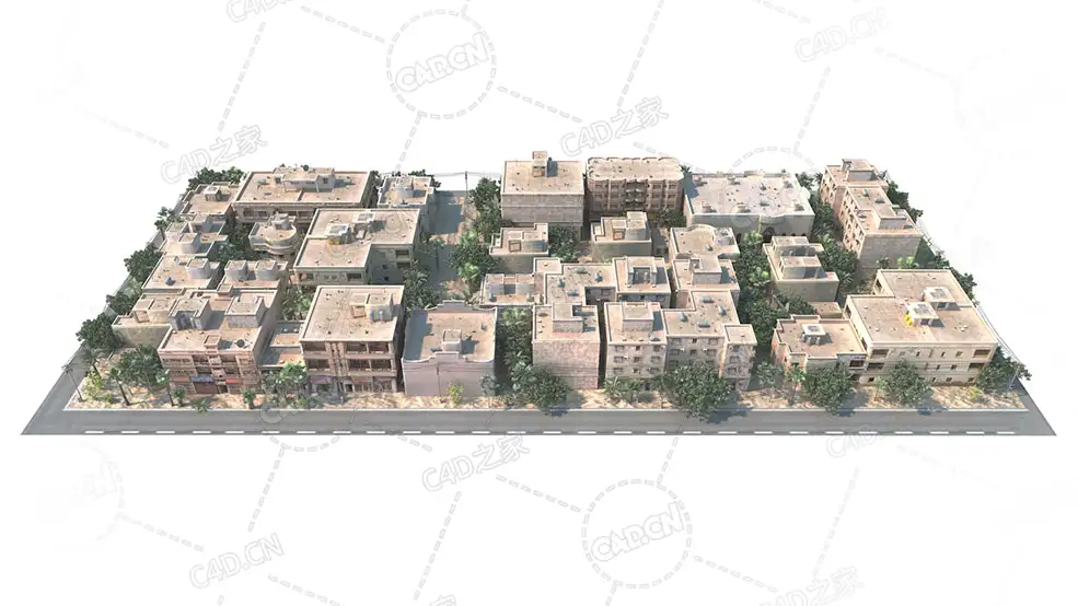荒漠城市建筑群building c4d model