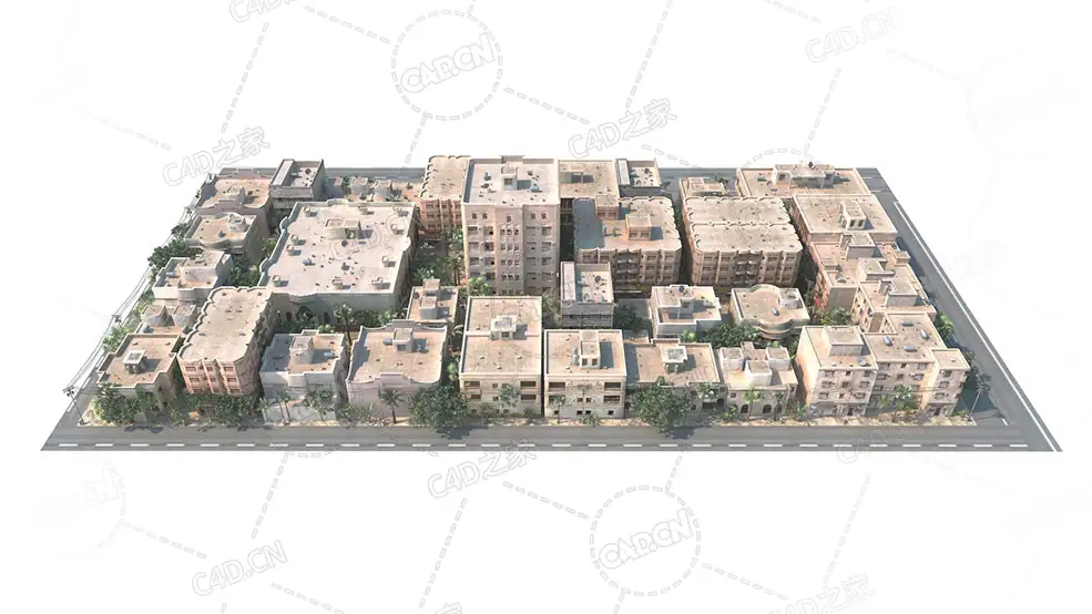 沙滩房子居民区建筑群building c4d model