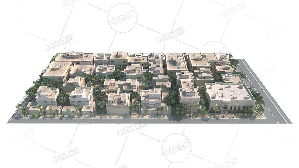 灰白色风格建筑building c4d model
