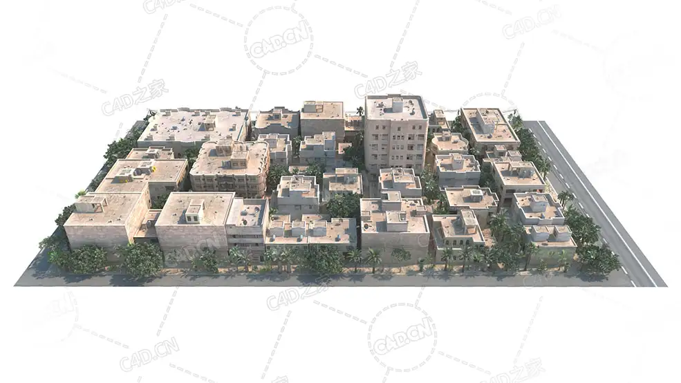 美国西部城区建筑群building c4d model