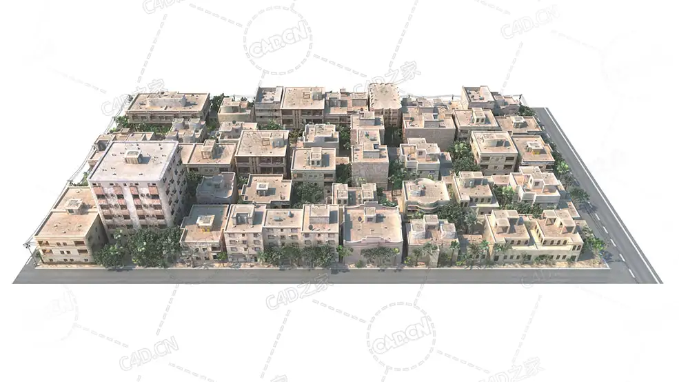 沿海热带乡村建筑群building c4d model