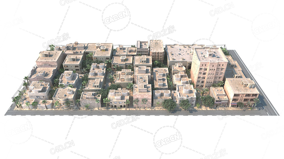 滨海建筑群海滩房子building c4d model