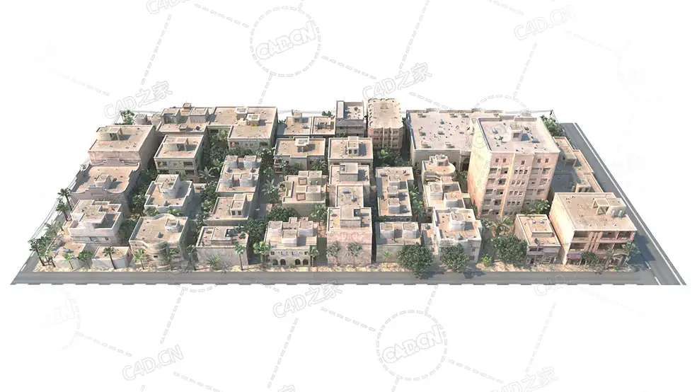 滨海建筑群海滩房子building c4d model