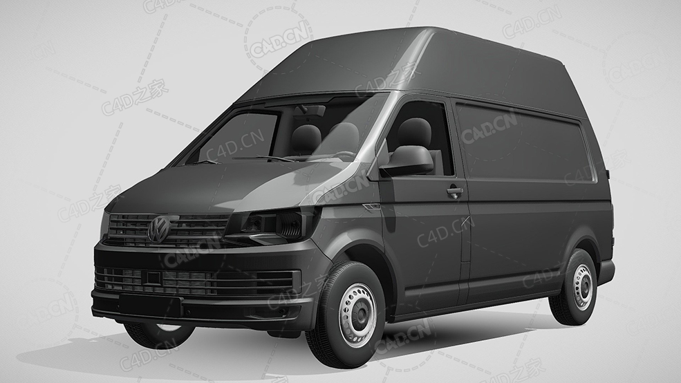 大众运输车厢式货车面包车商务车2017款C4D汽车模型下载