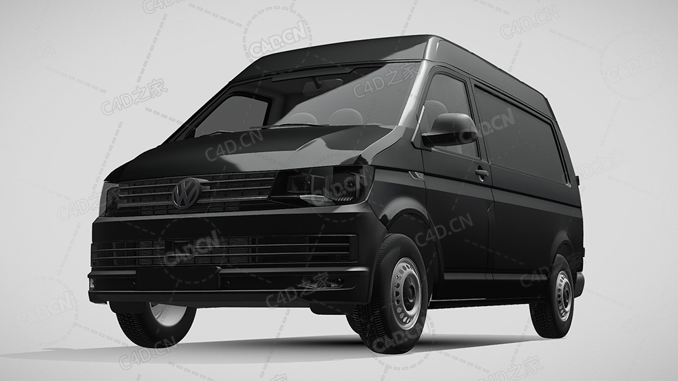 大众运输车厢式货车面包车商务车2017款C4D汽车模型下载