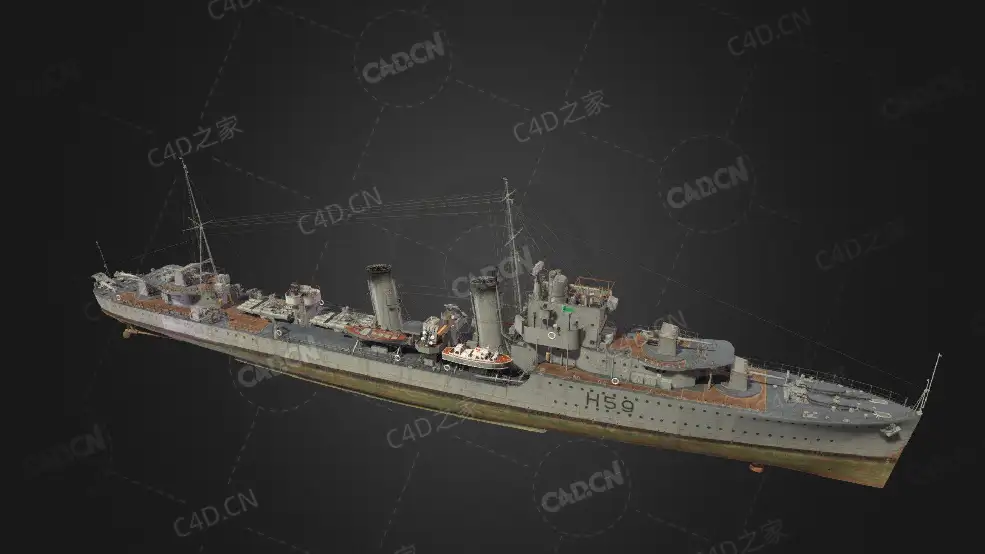 英国皇家海军勇敢号驱逐舰C4D模型下载Gallant 3d model - C4D之家 - 124.jpg