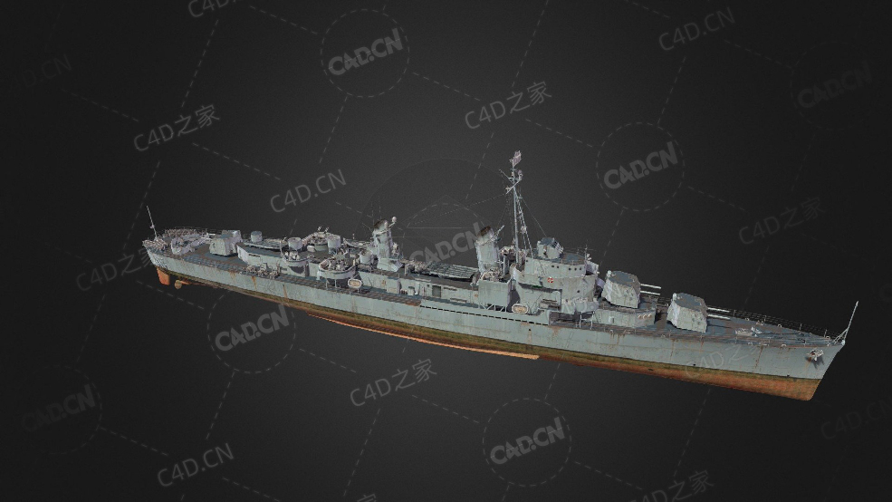 美国海军忠北级驱逐舰基林级通用驱逐舰C4D模型下载Gearing 3d model - C4D之家 - 127.jpg