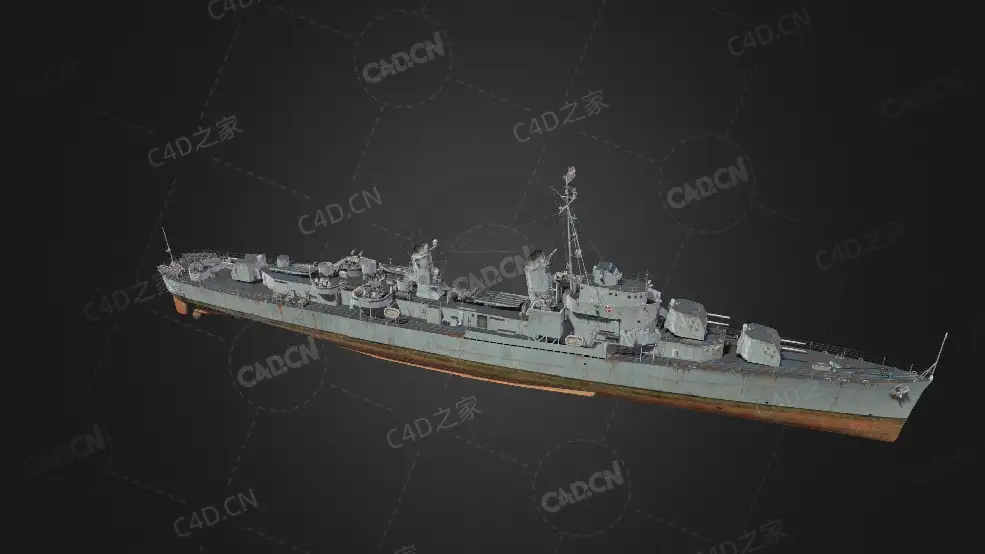 美国海军忠北级驱逐舰基林级通用驱逐舰C4D模型下载Gearing 3d model - C4D之家 - 127.jpg