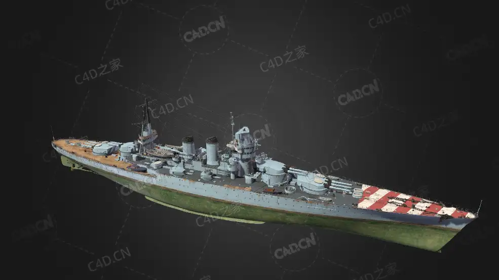 意大利海军朱利奥凯撒号战列舰C4D模型下载Giulio Cesare 3d model - C4D之家 - 130.jpg