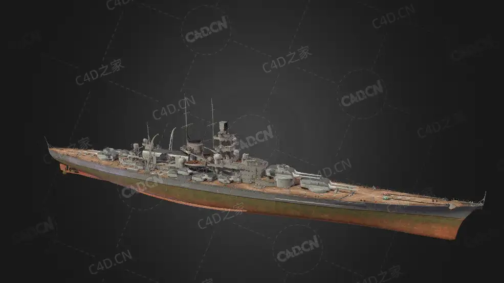 德国海军格奈森瑙号战列巡洋舰C4D模型下载Gneisenau 3d model - C4D之家 - 132.jpg