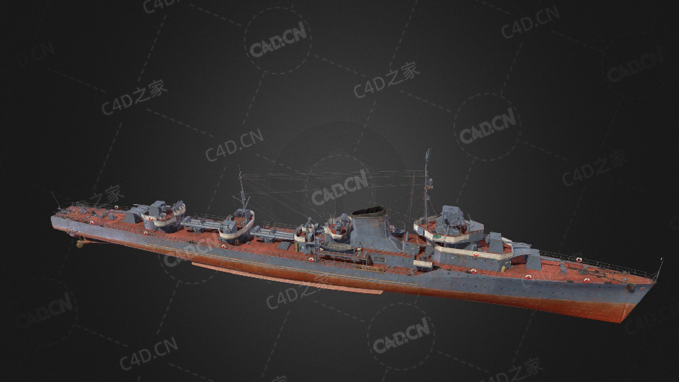苏联红海军愤怒级驱逐舰C4D模型下载Gnevny 3d model - C4D之家 - 133.jpg