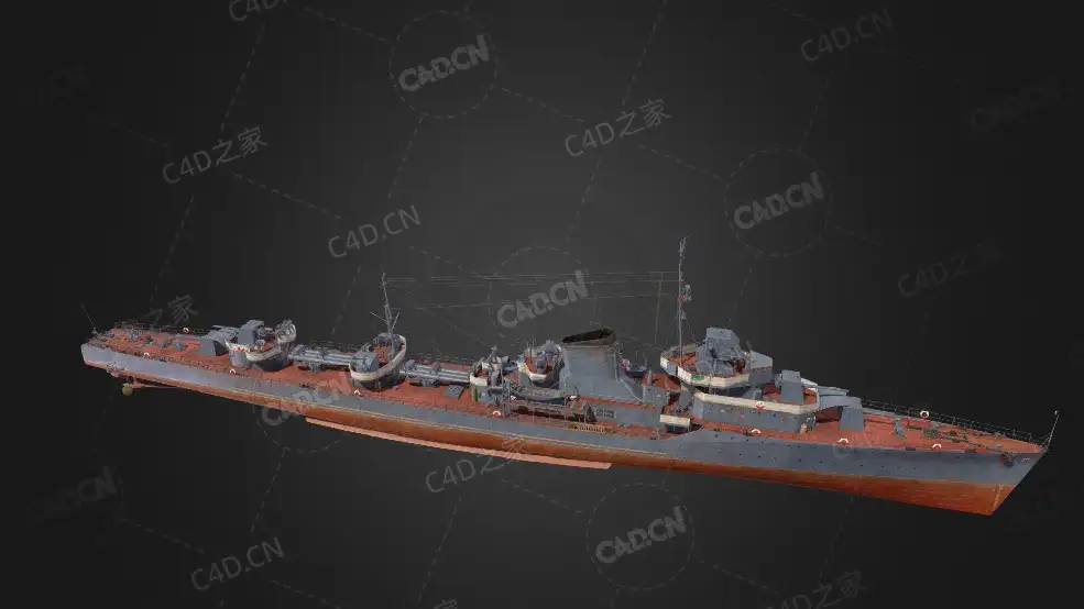 苏联红海军愤怒级驱逐舰C4D模型下载Gnevny 3d model - C4D之家 - 133.jpg