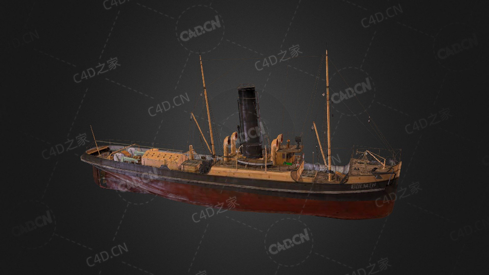 法国海盗歌利亚号老人星级战列舰C4D模型下载Goliath 3d model - C4D之家 - 134.jpg
