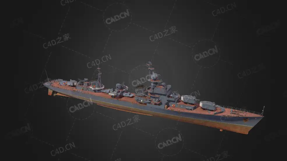 苏联红海军雷暴号40型驱逐舰C4D模型下载Grozovoi 3d model - C4D之家 - 139.jpg