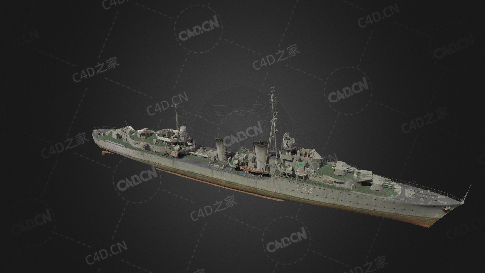 加拿大海军部落级海达人号驱逐舰C4D模型下载Haida 3d model - C4D之家 - 142.jpg