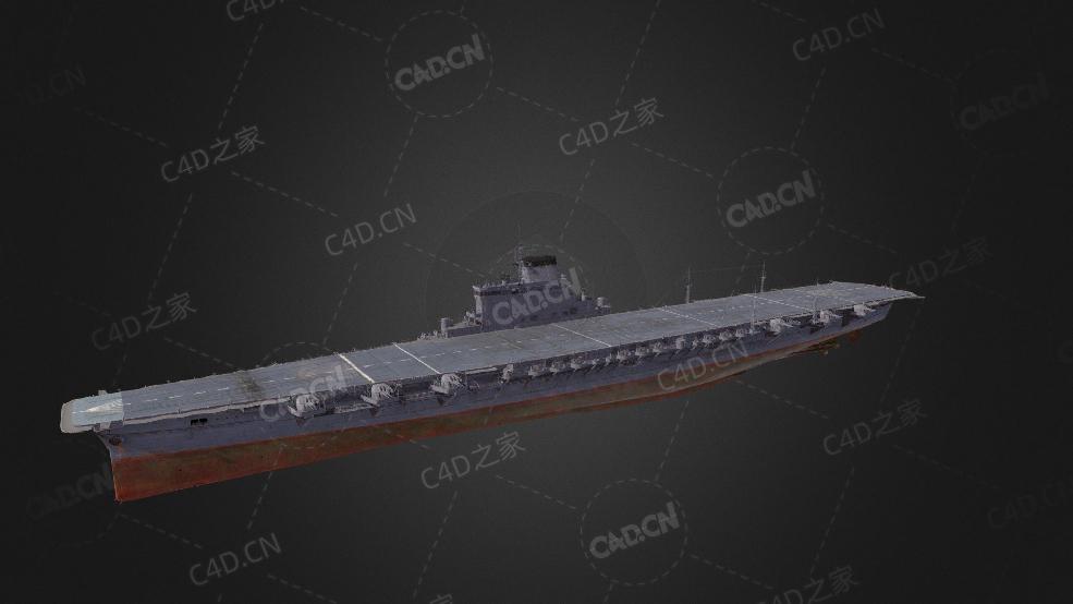 日本海军白龙号航空母舰鹫重樱航空母舰C4D模型下载Hakuryu 3d model - C4D之家 - 143.jpg