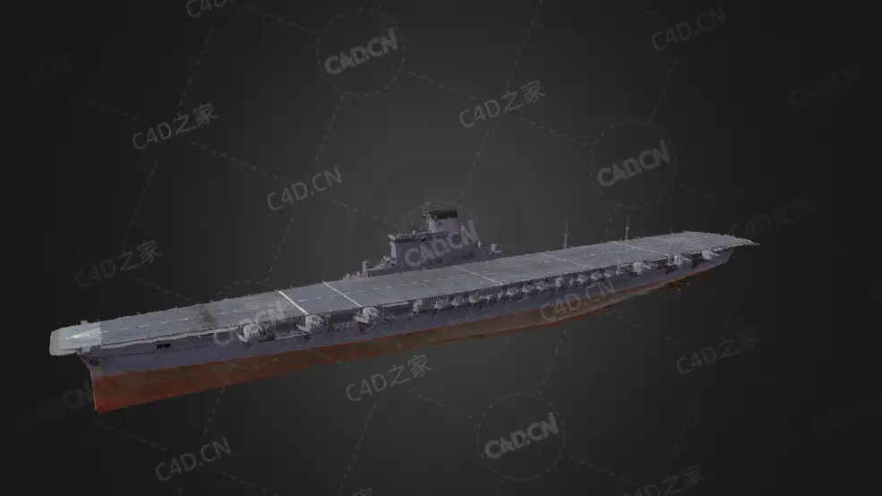 日本海军白龙号航空母舰鹫重樱航空母舰C4D模型下载Hakuryu 3d model - C4D之家 - 143.jpg