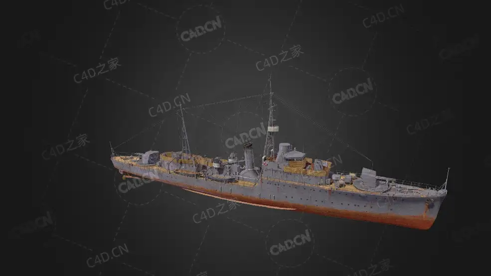 日本海军桥立号防护巡洋舰松岛型防护巡洋舰3号舰C4D模型下载Hashidate 3d model - C4D之家 - 146.jpg