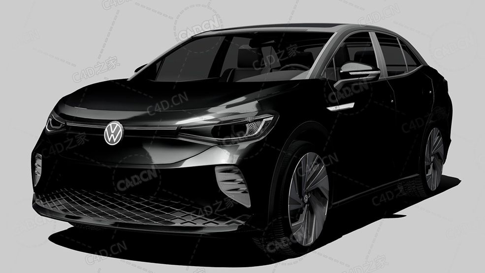 大众-id5-1st绿色新能源纯电车2022款C4D汽车模型下载